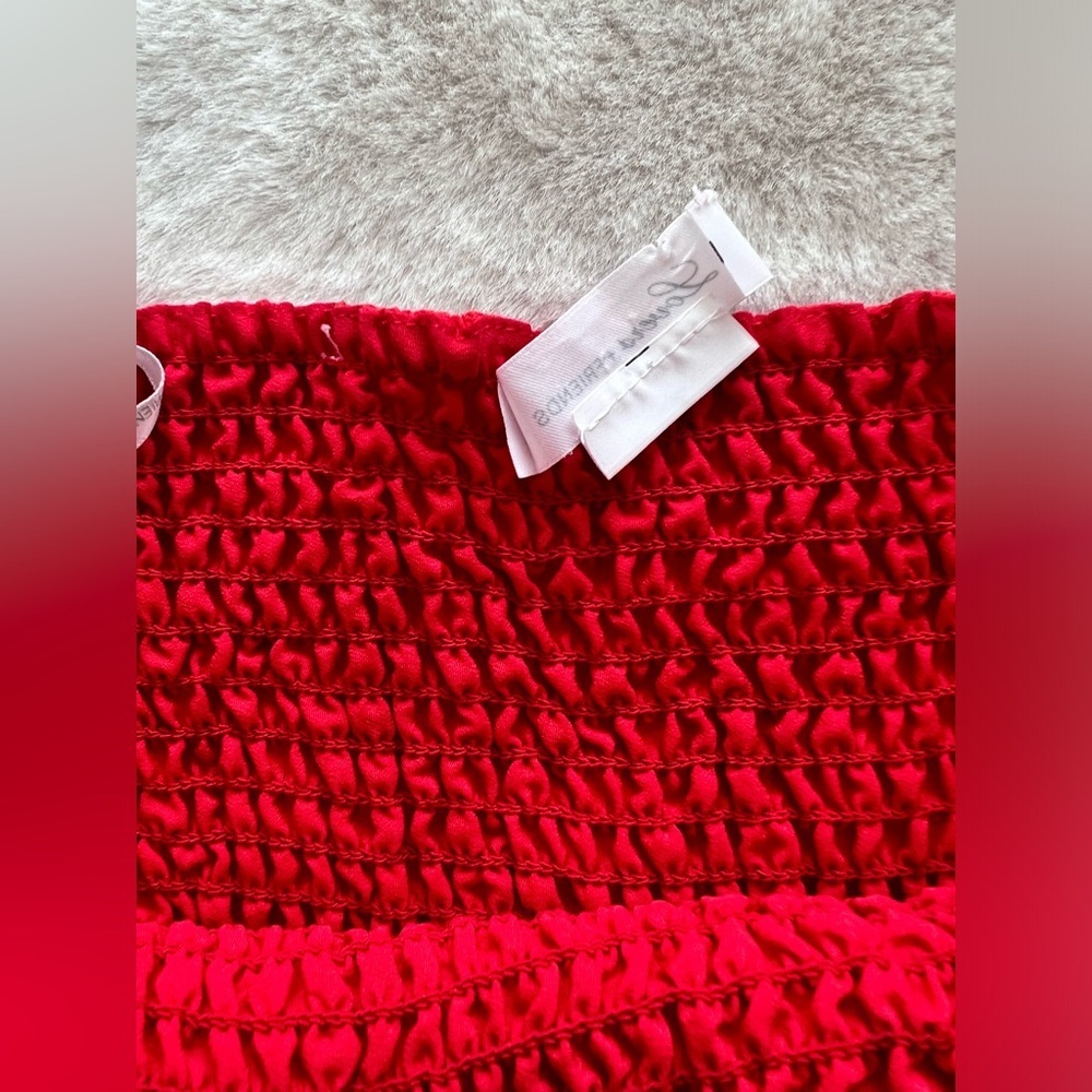 Lovers + Friends Red Floral Smocked Mini Skirt with Ruffle Hem Large - Picture 8 of 8
